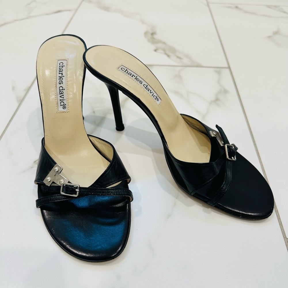 Charles David Leather Slide Sandals